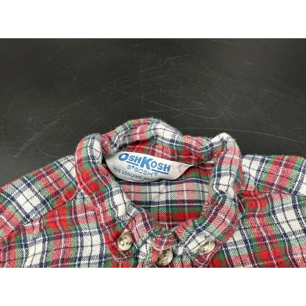 VTG Osh Kosh Bgosh Red Plaid Button Up Shirt‎  Cotton Kids Sz 18 Months